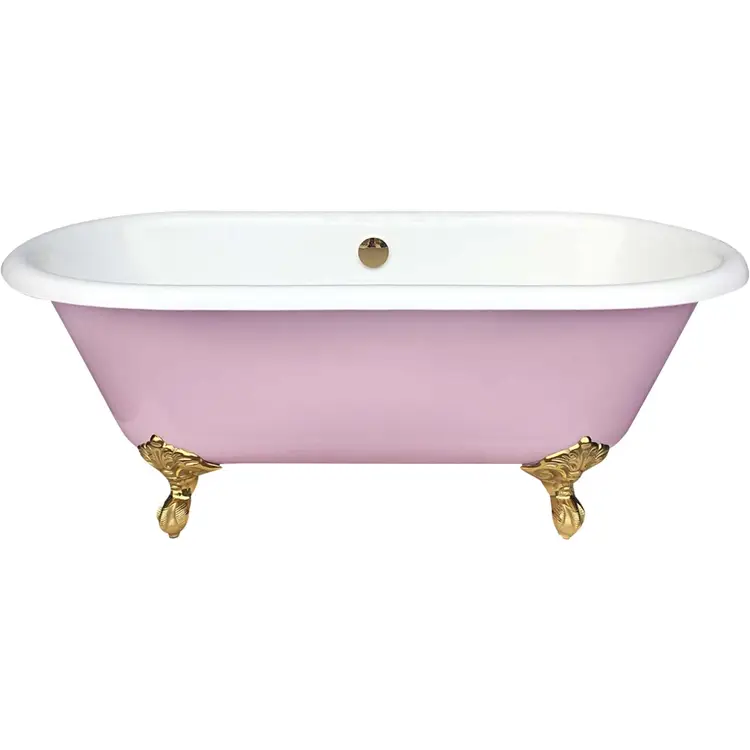 ct copper tailor 67” cast iron freestanding clawfoot pink bathtub