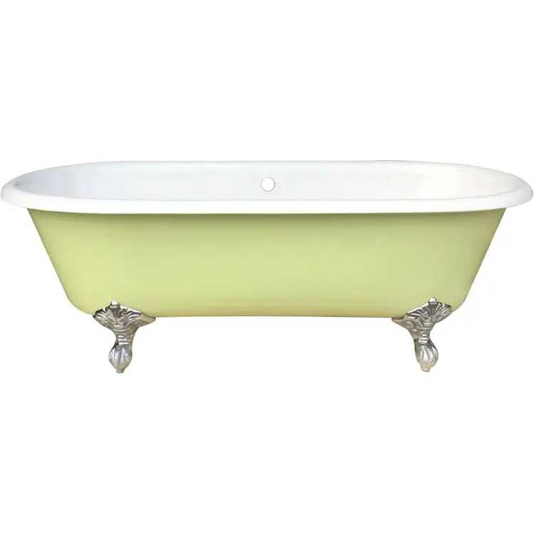 ct copper tailor 67” cast iron freestanding clawfoot yellow bathtub